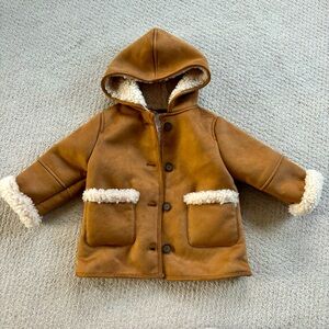 Zara shearling camel suedette coat